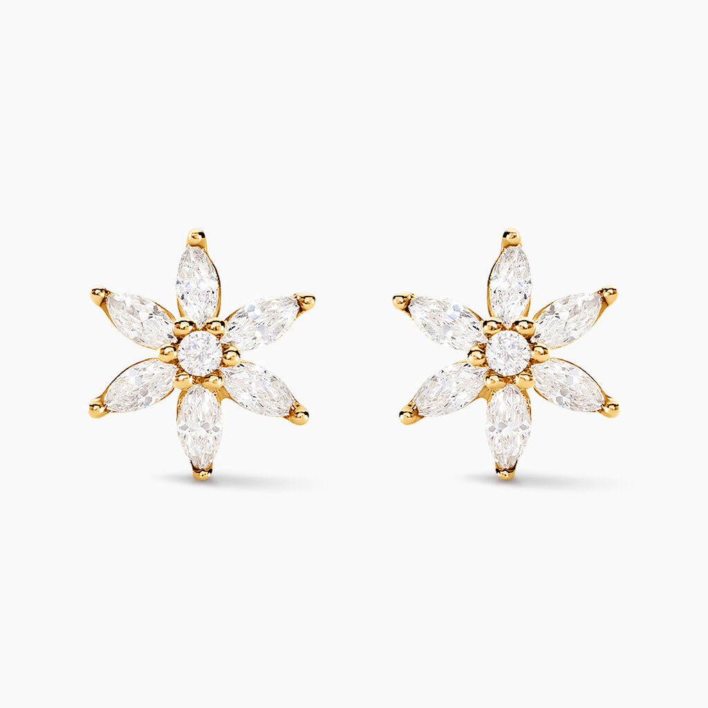 Boucles D'oreilles Puces Marijse Or Jaune Oxyde De Zirconium - Puces Femme | Marc Orian