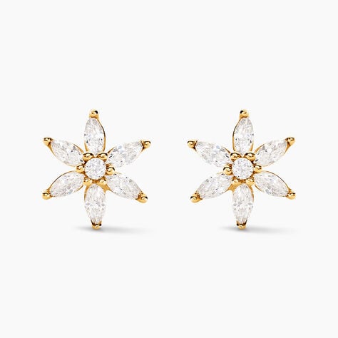 Boucles D'oreilles Puces Marijse Or Jaune Oxyde De Zirconium - Puces Femme | Marc Orian