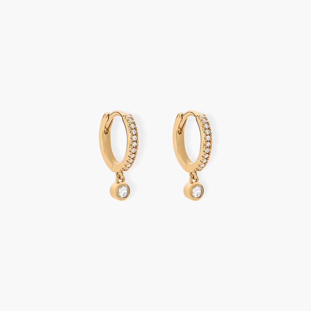 Creoles Dili Plaqu&eacute; Or Oxydes De Zirconium - Boucles d'oreilles pampille Femme | Marc Orian