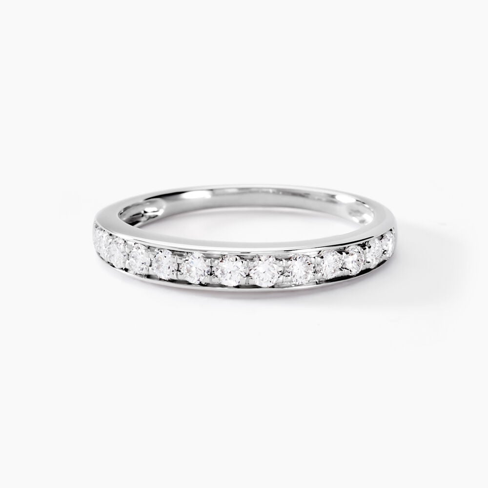 Demi-alliance Or Blanc  Valentine Diamant Synthetique - Alliances duo Femme | Marc Orian