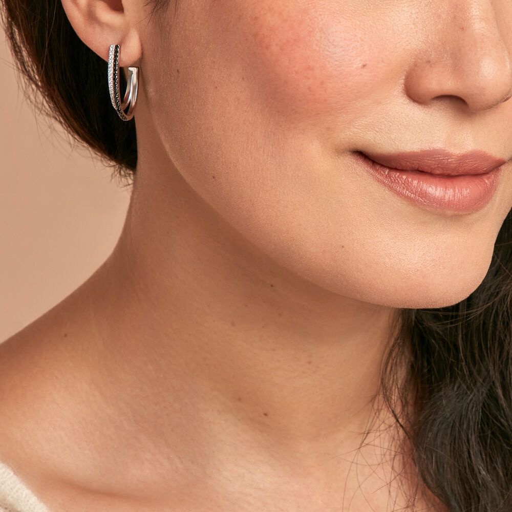 Créoles Yana Argent Bicolore Oxyde De Zirconium - Créoles Femme | Marc Orian