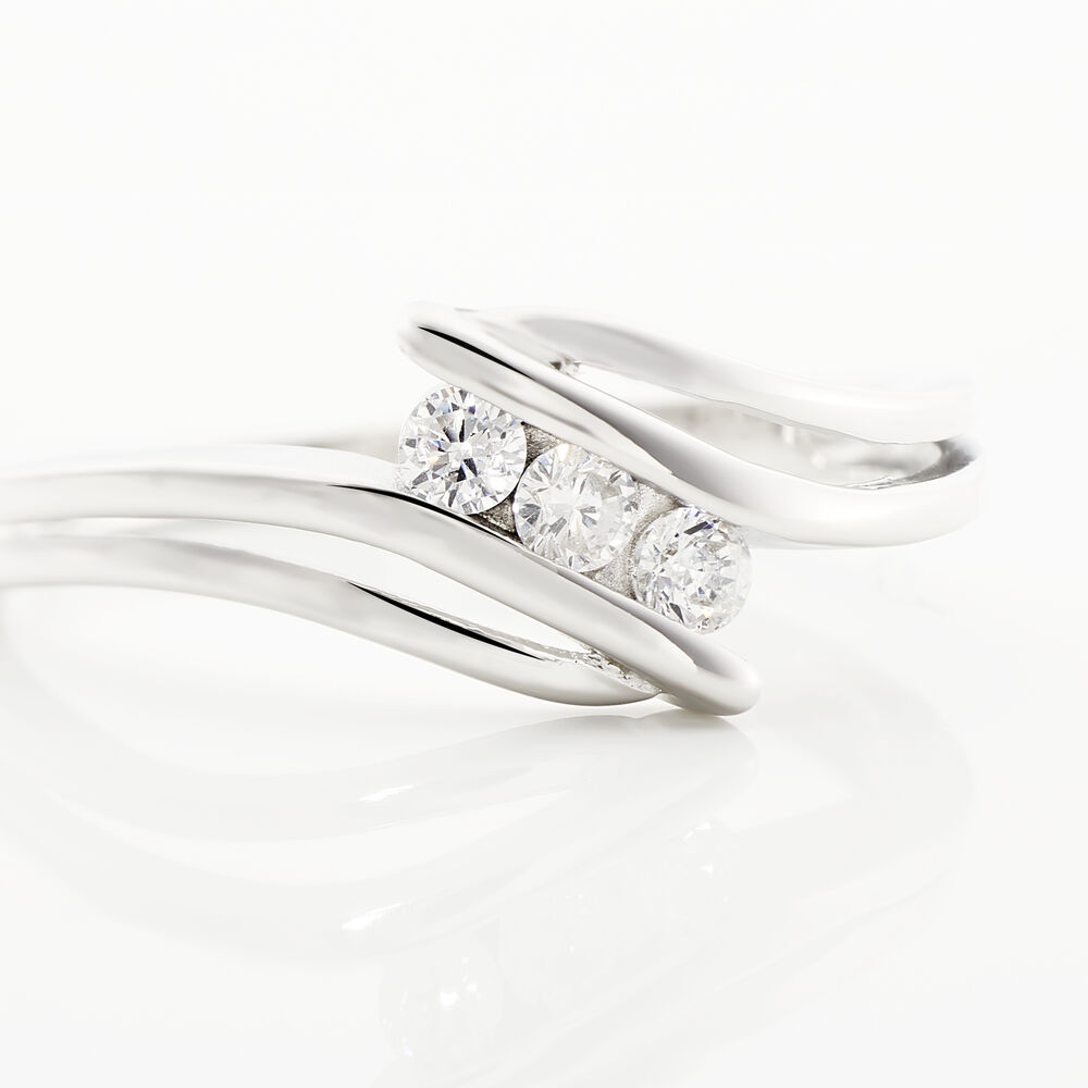 Bague Cascade Argent Blanc Oxyde De Zirconium - Bagues fiançailles Femme | Marc Orian