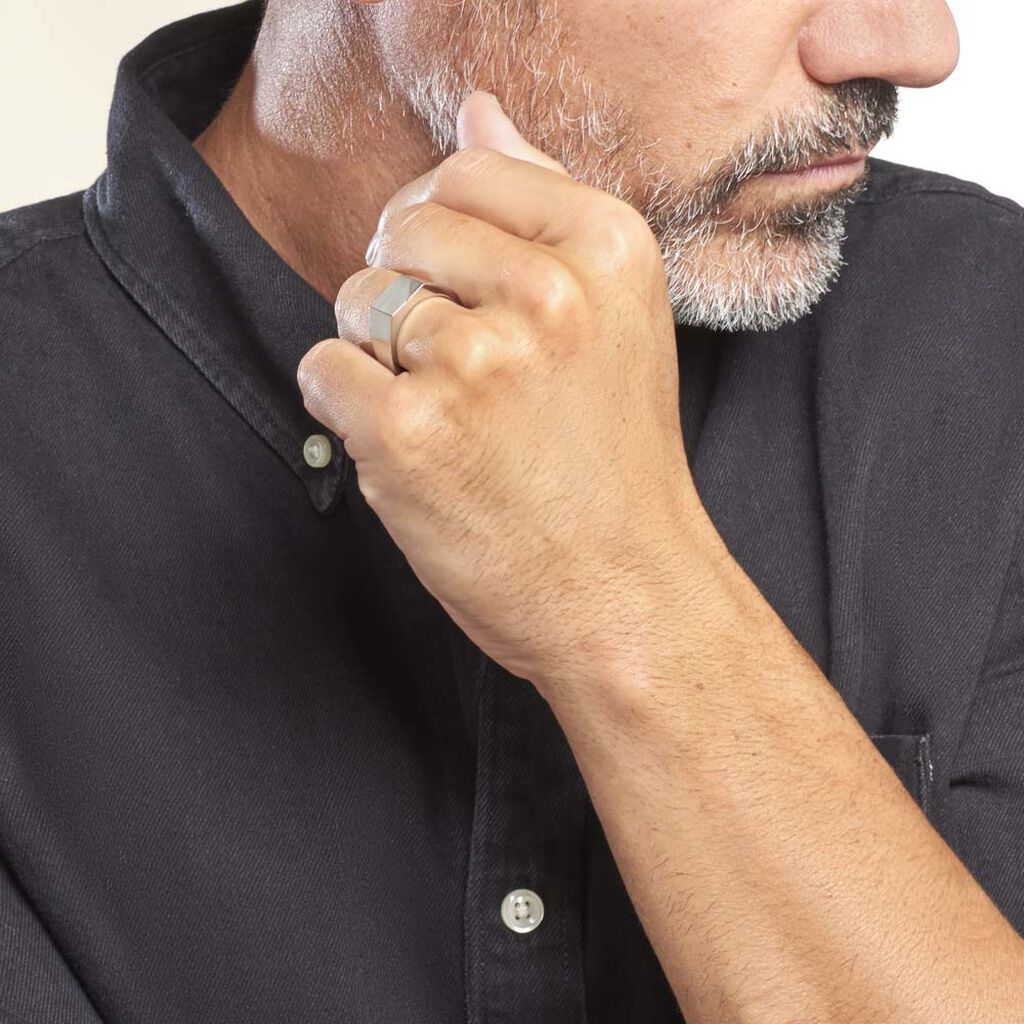 Bague Phebus Him Auxence Acier Blanc - Chevalières Homme | Marc Orian