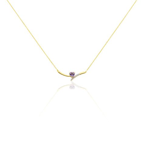 Collier Eva Or Jaune Amethyste Et Oxyde De Zirconium - Colliers avec pierres Femme | Marc Orian