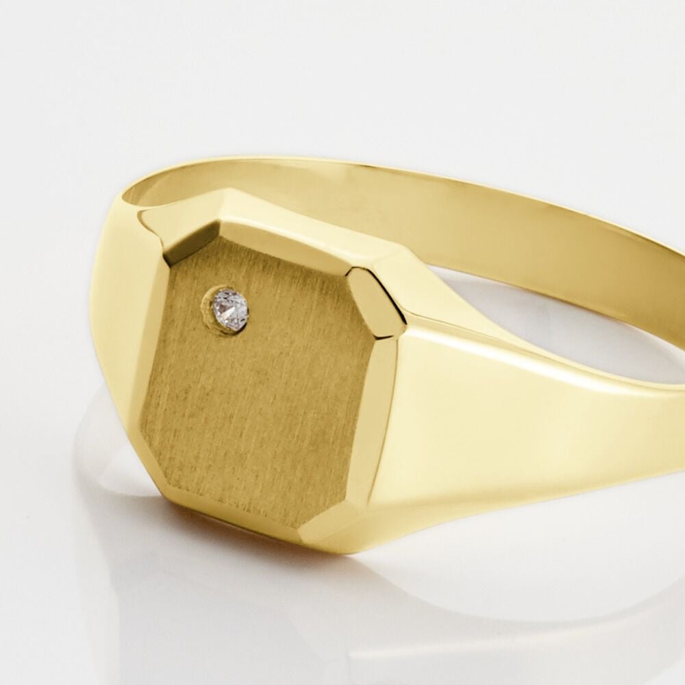 Chevalière Malcolm Carree Or Jaune Oxyde De Zirconium - Bijoux personnalisés Homme | Marc Orian