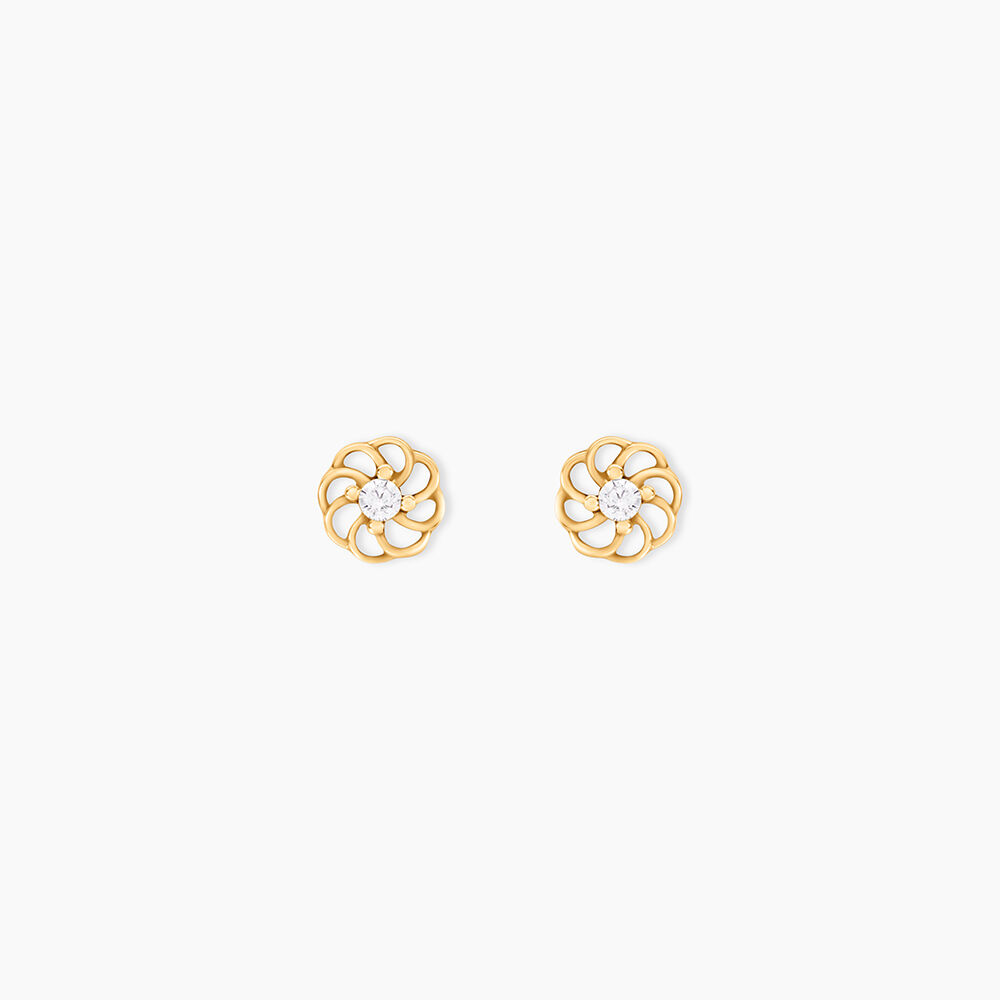 Boucles D'oreilles Puces Eleanor Fleur Or Jaune Oxyde De Zirconium - Puces Famille | Marc Orian