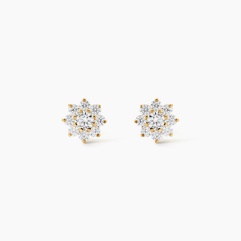 Boucles D'Oreilles Puces Darice Argent Dor&eacute; A L'Or 750/1000 Oxyde De Zirconium - Puces Femme | Marc Orian