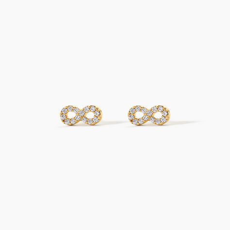 Boucles D'Oreilles Puces Fannelle Argent Dor&eacute; A L'Or 750/1000 Oxyde De Zirconium - Puces Femme | Marc Orian