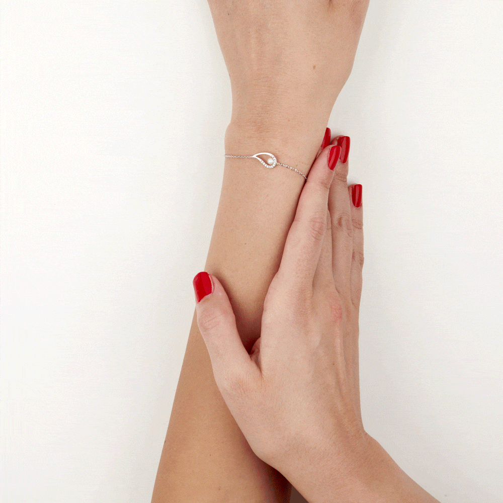 Bracelet Akiko Argent Blanc Perle De Culture Et Oxyde De Zirconium - Bracelets chaînes Femme | Marc Orian