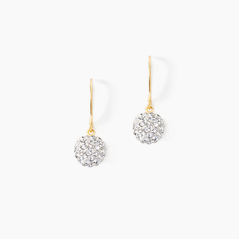 Boucles D'oreilles Vintage Dorées Avec Cristal - Pendentif Rétro - Occasion (voir état)