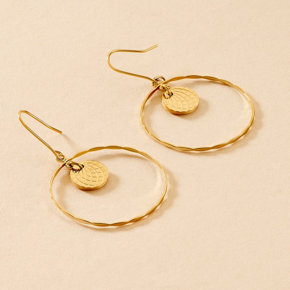 Boucles D'oreilles Pendantes Iakopa Acier Jaune - Pendantes Femme | Marc Orian