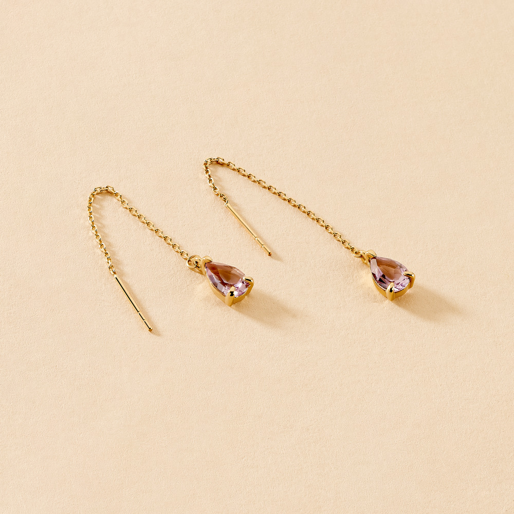 Boucles D'oreilles Pendantes Asteriane Or Jaune Am&eacute;thyste - Pendantes Femme | Marc Orian