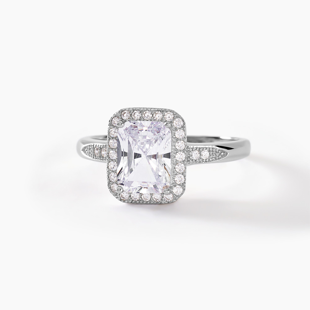 Bague Solitaire En Argent Massif Et Vermeil Avec Zirconium - Taille 58 - Occasion