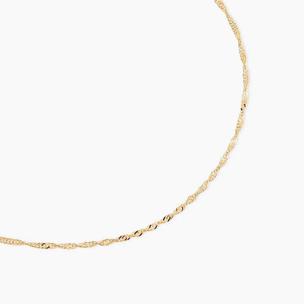 Chaîne Dorée Maille Torsadée Singapore – Longueur 59 Cm, Largeur 3 Mm, Unisexe, Neuve