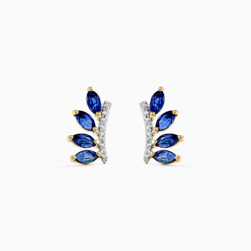 Boucles D'Oreilles Percées Vintage - Cristal Bleu Saphir - Modèle Navette - Occasion