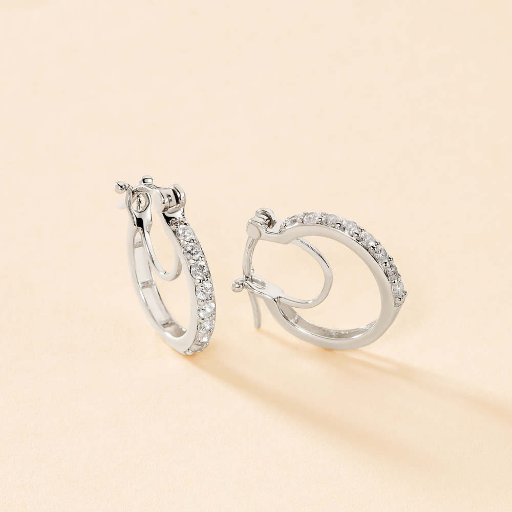 Cr&eacute;oles Pasha Argent Blanc Oxyde De Zirconium - Cr&eacute;oles Femme | Marc Orian