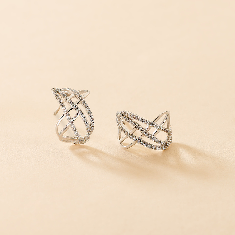 Cr&eacute;oles Marlow Argent Blanc Oxyde De Zirconium - Cr&eacute;oles Femme | Marc Orian