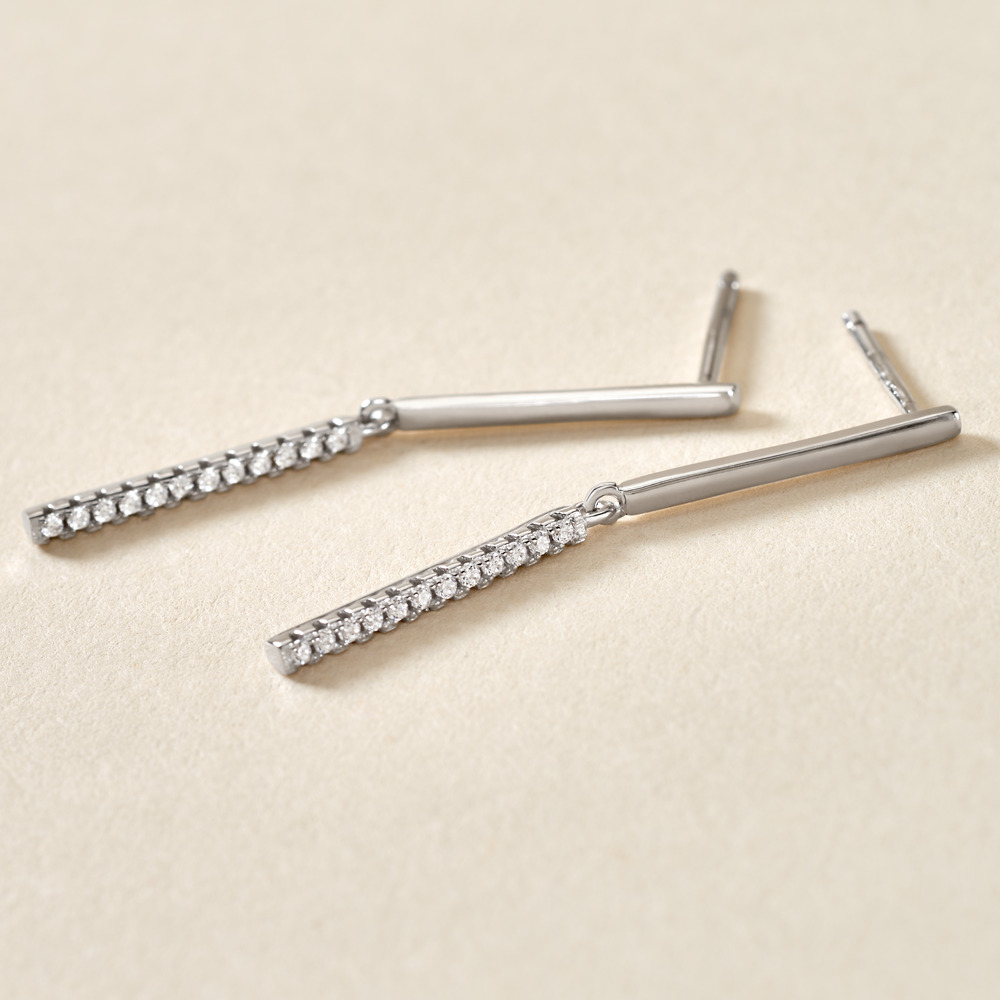 Boucles D'oreilles Pendantes Ilka Argent Blanc Oxyde De Zirconium - Pendantes Femme | Marc Orian