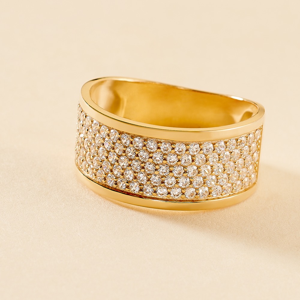 Bague Banda Or Jaune Oxyde De Zirconium - Bagues avec pierre Femme | Marc Orian