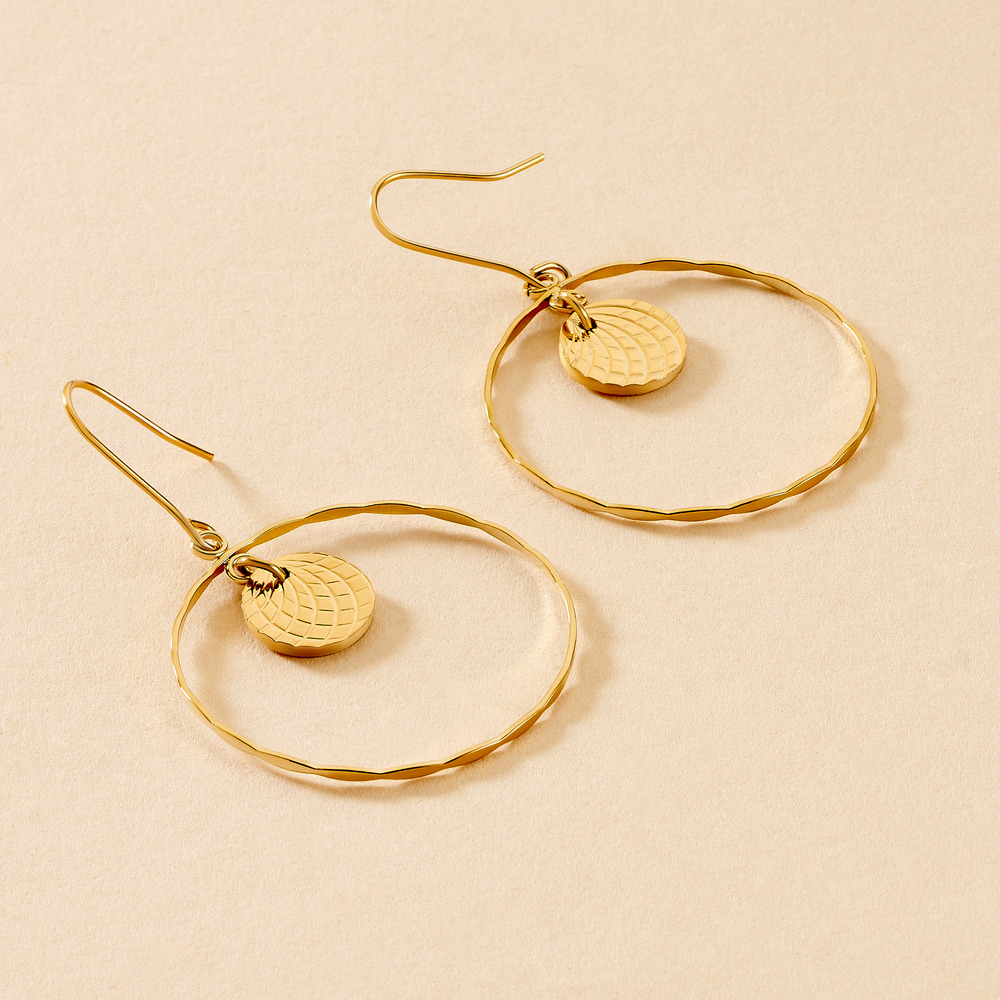 Boucles D'oreilles Pendantes Iakopa Acier Jaune - Pendantes Femme | Marc Orian