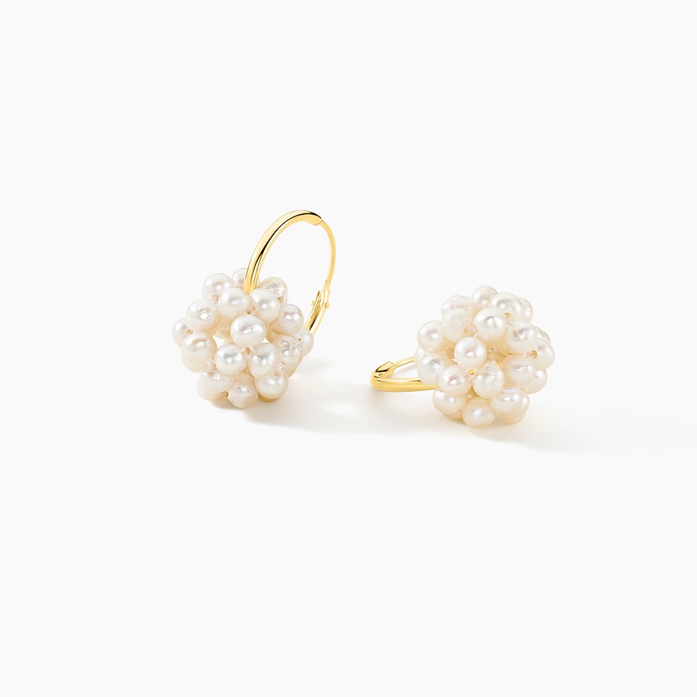 Boucles D'oreilles En Or Blanc 18K (4,9g) Avec Perles De Culture Naturelles Baroques - Occasion Très Bon état