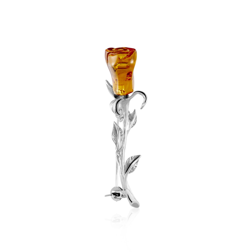 Broche Argent 925 Avec Ambre - Monture Entrelacs Style Celtique - Diamètre 35mm - Occasion